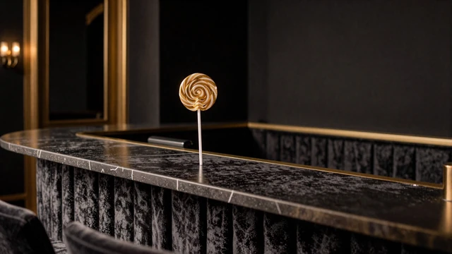 Dunkle Sportwetten-Lounge mit goldenem CandyCoins-Lutscher im Iris Casino